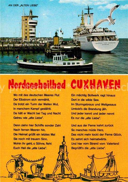 Cuxhaven Nordseebad An der Alten Liebe Motorboot Faehre Moewe Gedicht