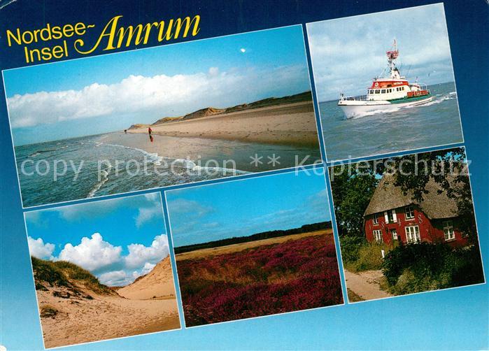 Amrum Strand Motorboot Duenen Heidelandschaft Friesenhaus