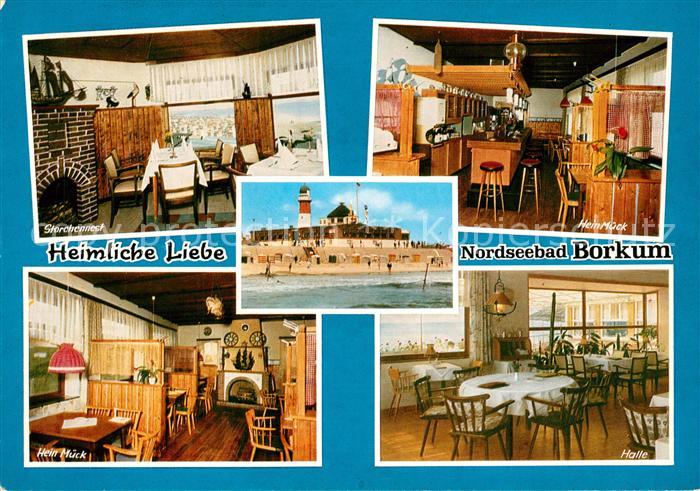 Borkum Gaststaette Storchennest Strand Leuchtturm Strandcafe Heimliche Liebe