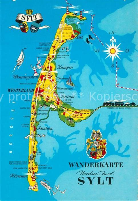 Sylt Wanderkarte Landkarte Wappen
