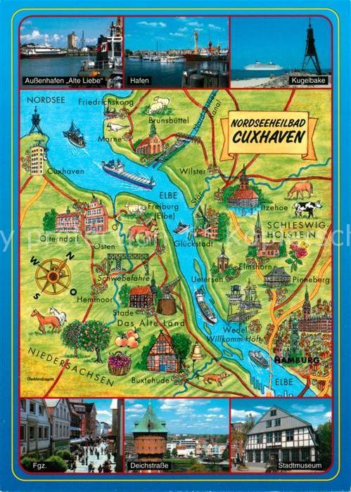 Cuxhaven Nordseebad Aussenhafen Alte Liebe Hafen Kugelbake Deichstrasse Stadtmus