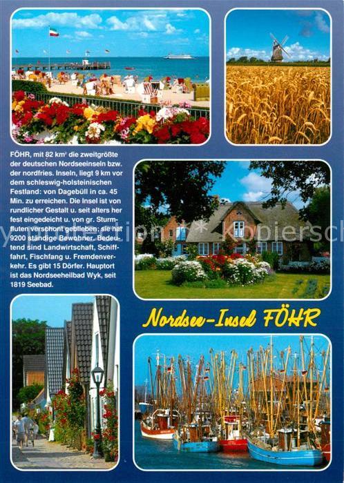 Insel Foehr Strand Promenade Felder Windmuehle Friesenhaus Ortsmotiv Fischkutter