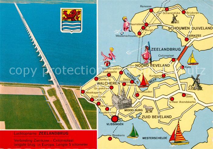 Noord Beveland Zeelandbrug Bruecke Fliegeraufnahme Landkarte Insel