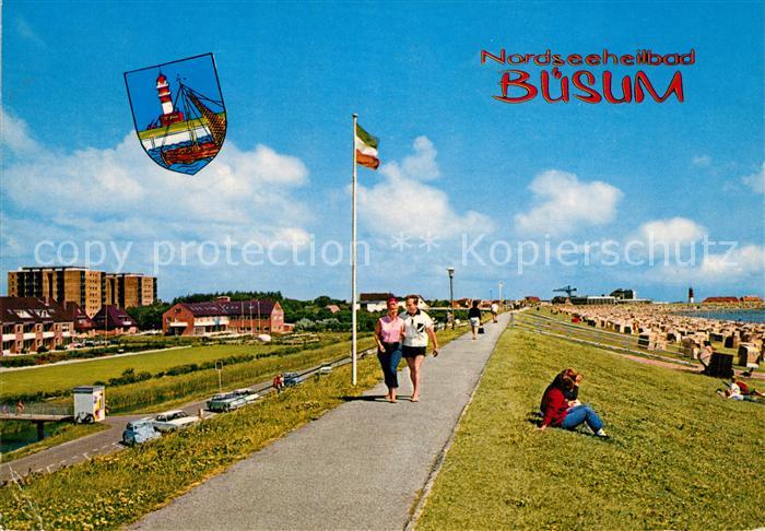 Buesum Nordseebad Deichpromenade am Suedstrand Wappen