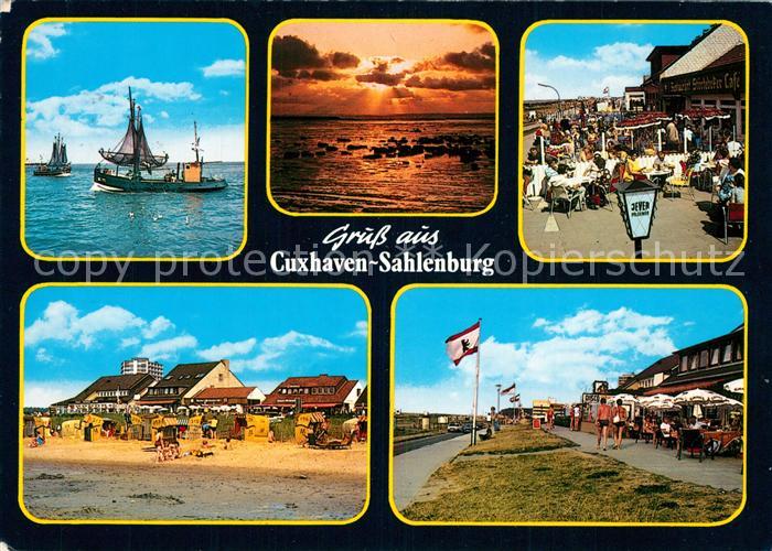 Sahlenburg Fischkutter Strandcafe Sonnenuntergang Promenade
