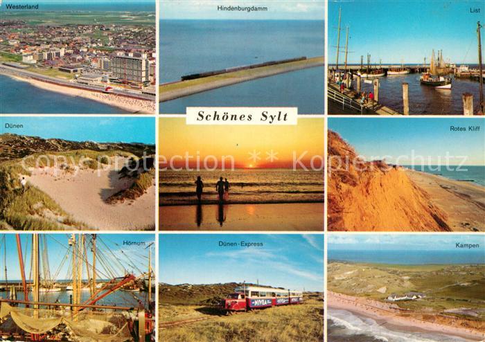 Insel Sylt Westerland Duenen Hoernum Fischerhafen Hindenburgdamm Sonnenuntergang