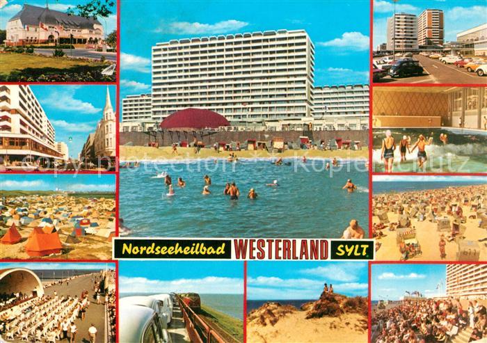 Westerland Sylt Kurzentrum Strand Wellenbad Campingplatz Konzertpavillon Hindenb