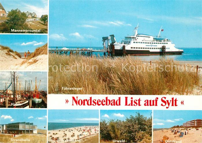 List Sylt Mannemorsumtal Duenenlandschaft Fischerkutter Hafen Strandhalle Strand