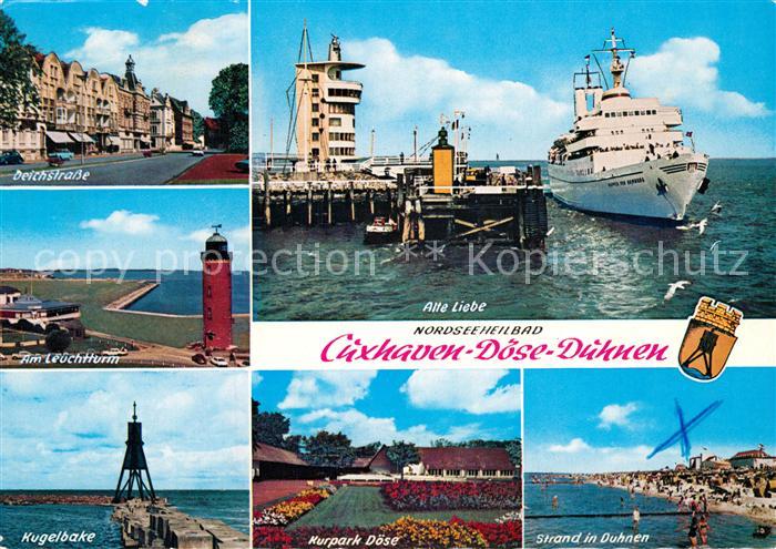 Cuxhaven Nordseebad Deichstrasse Leuchtturm Kugelbake Alte Liebe Faehre Kurpark