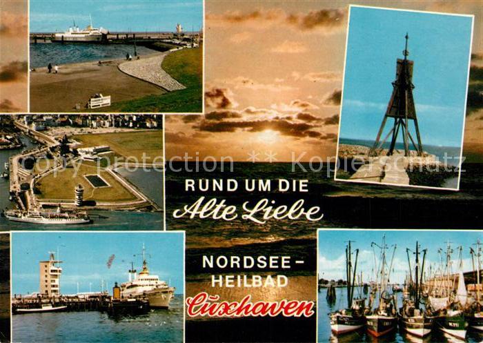 Cuxhaven Nordseebad Hafen Kugelbake Hafen Faehre Fischkutter Abendstimmung Flieg