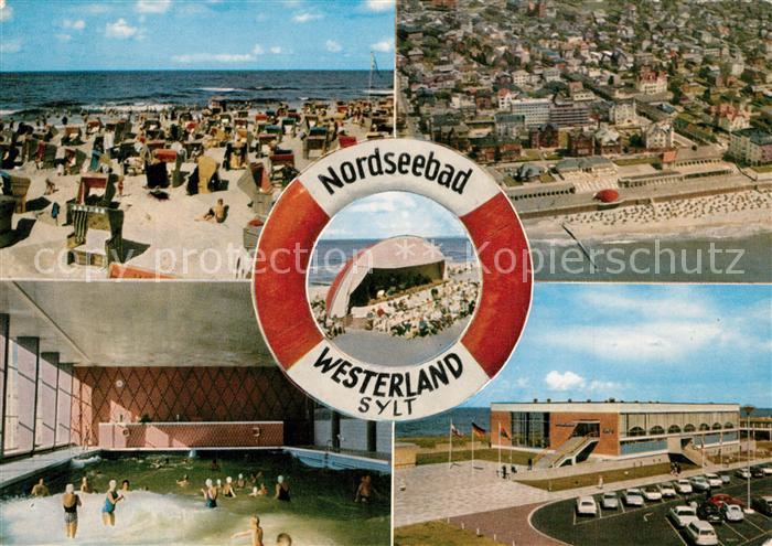 Westerland Sylt Strand Musikpavillon Wellenbad Rettungsring Fliegeraufnahme