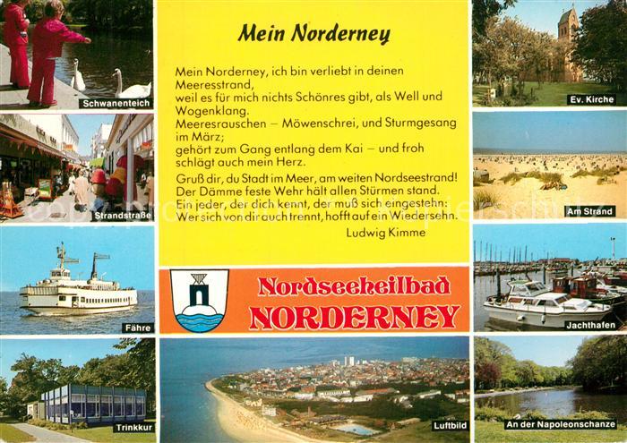 Norderney Nordseebad Schwanenteich Strandstrasse Faehre Trinkkur Kirche Strand J