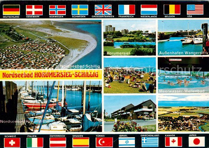 Schillig Nordseebad Fliegeraufnahmen Hafen Meerwasserwellenbad Nationalflaggen