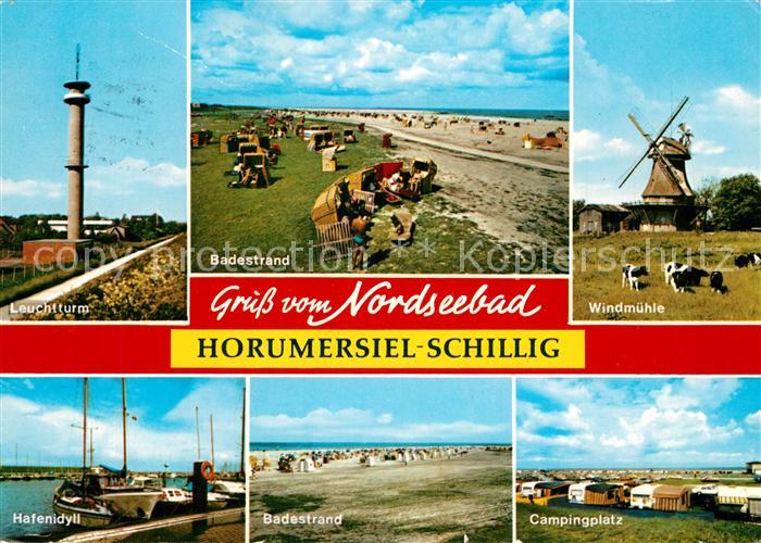Schillig Leuchtturm Badestrand Windmuehle Hafen Badestrand Campingplatz