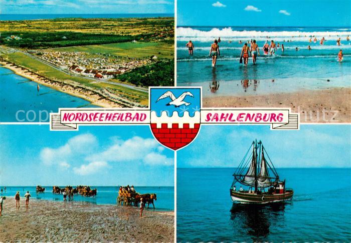 Sahlenburg Strand Wattwagen Fischkutter Fliegeraufnahme