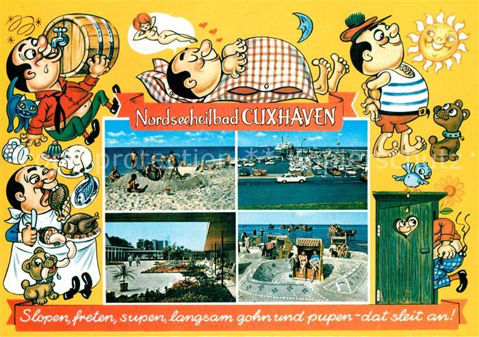 Cuxhaven Nordseebad Strand Landungsbruecken Faehre Kuranlagen Karikaturen