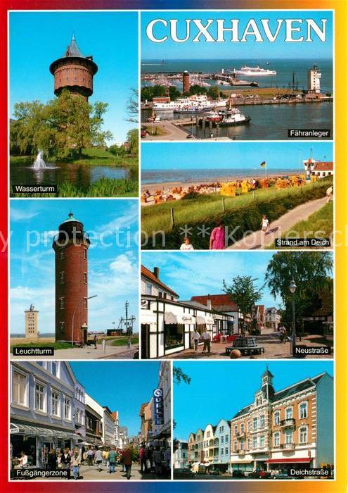 Cuxhaven Nordseebad Wasserturm Faehranleger Strand Deich Leuchtturm Neustrasse F