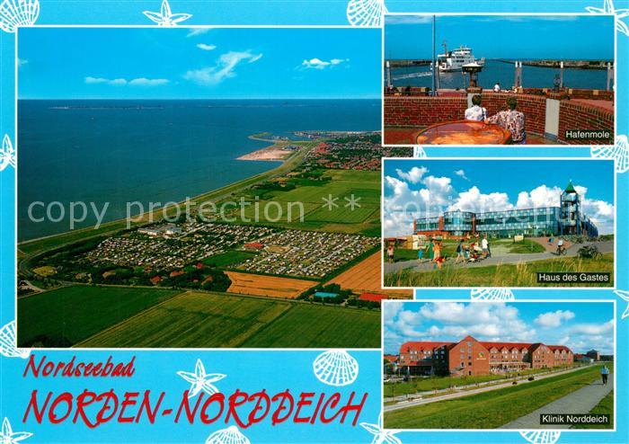 Norden Norddeich Ostfriesland Hafenmole Haus des Gastes Klinik Fliegeraufnahme