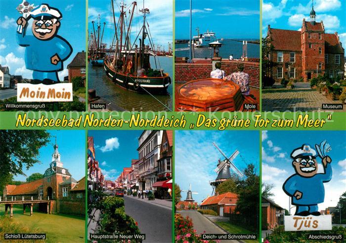Norddeich Ostfriesland Moin Moin Willkomensgruss Hafen Fischkutter Mole Museum S