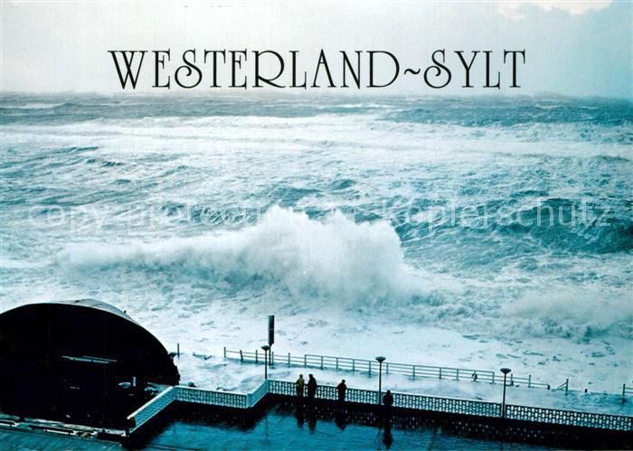 Westerland Sylt Sturmflut an der Kurpromenade