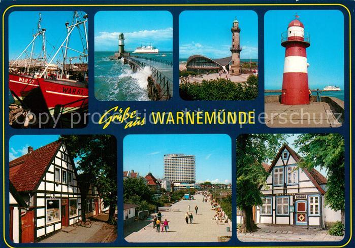 Warnemuende Ostseebad Fischkutter Hafen Mole Leuchtturm Teepott Promenade Hotel