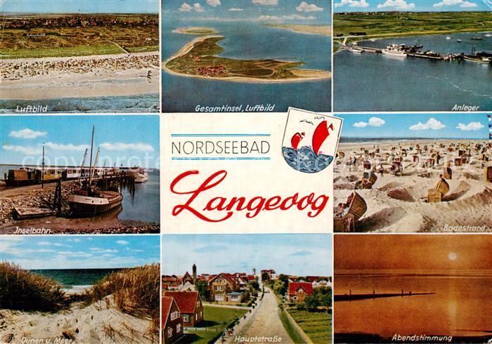 Langeoog Nordseebad Anleger Inselbahn Badestrand Duenen Hauptstrasse Abendstimmu