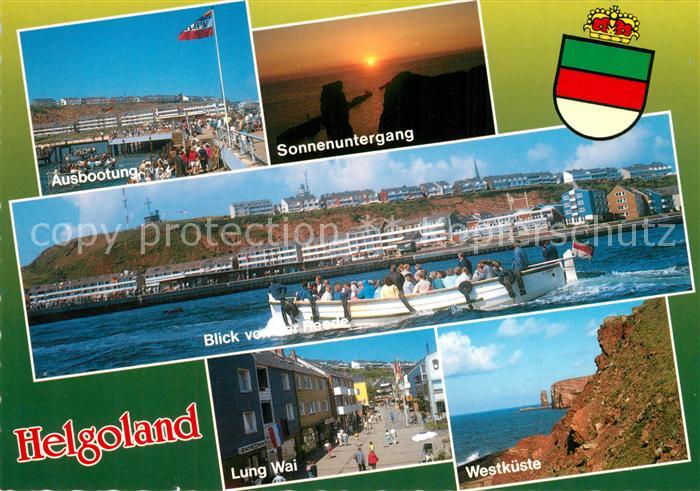 Helgoland Ausbootung Landungsbruecken Sonnenuntergang Reede Lung Wai Westkueste