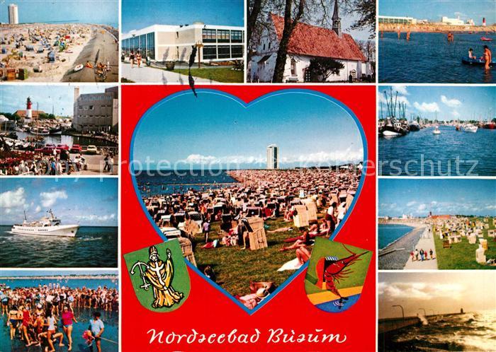 Buesum Nordseebad Strand Promenade Hafen Faehre Mole Brandung