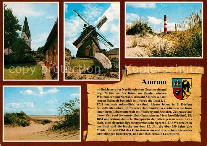 Amrum Kirche Windmuehle Leuchtturm Duenen Chronik Wappen