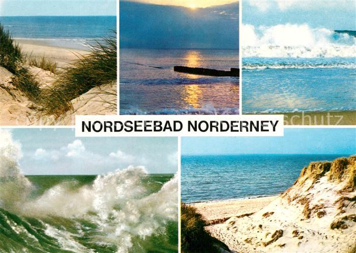 Norderney Nordseebad Duenenlandschaft Brandung Strand Sonnenuntergang