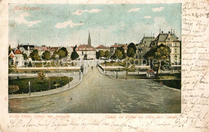 Muelhausen Elsass Rhein Rhone Canal mit Anlagen