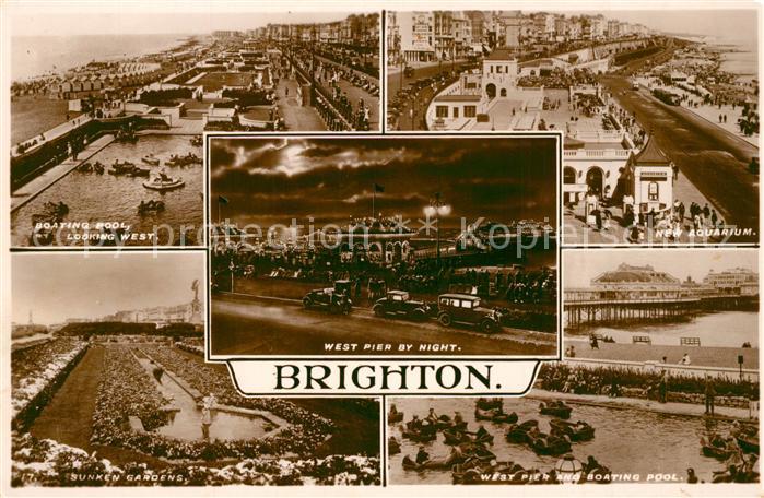 Brighton East Sussex Boating Pool New Aquarium West Pier at night Sunken Gardens
