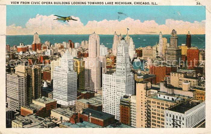 Chicago Illinois View from Civic Opera Building looking towards Lake Michigan