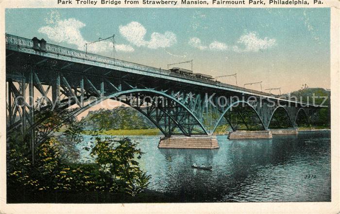 Philadelphia Pennsylvania Park Trolley Bridge from Strawberry Mansion Fairmount
