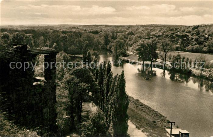Halle Saale Landschaftspanorama Blick ueber die Saale
