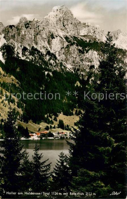 Haller Tirol Panorama Blick ueber den See gegen Rote Flueh Tannheimer Berge