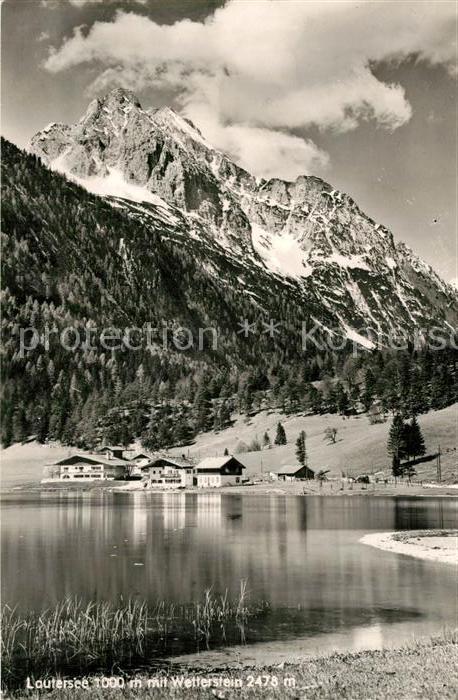 Lautersee Mittenwald Uferpartie am See Blick zum Wetterstein