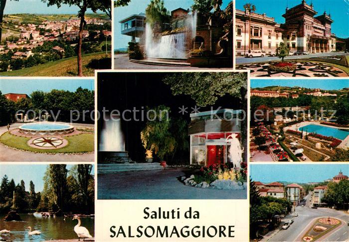 Salsomaggiore Panorama Teilansichten Park Schwanenteich Brunnen