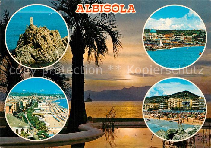 Albisola Panorama Riviera Ligure Kueste Strand Abendstimmung am Meer