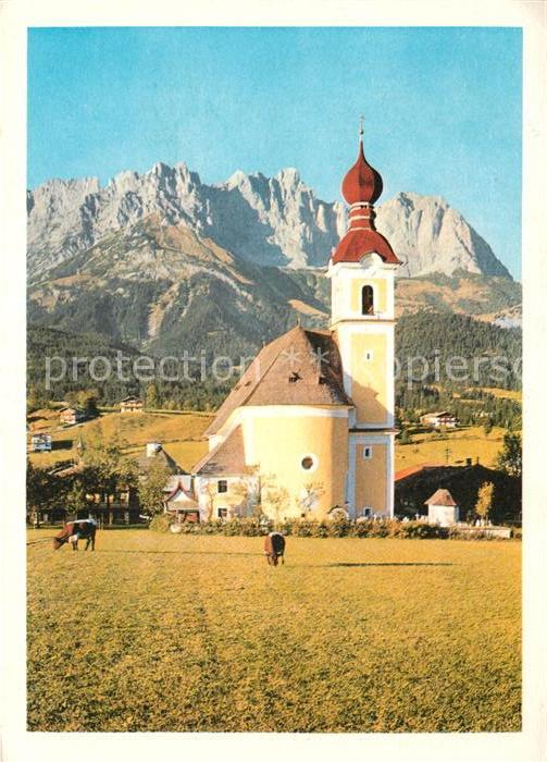 Going Wilden Kaiser Tirol Ortsmotiv mit Kirche Kaisergebirge