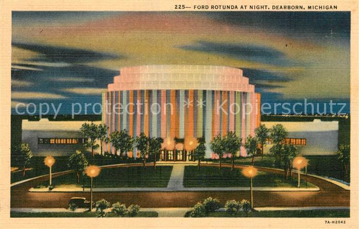 Dearborn Michigan Ford Rotunda at night Illustration