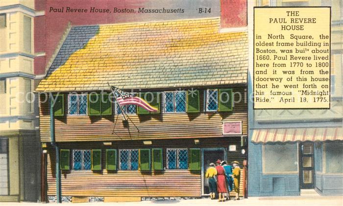 Boston Massachusetts The Paul Revere House frame building Kuenstlerkarte