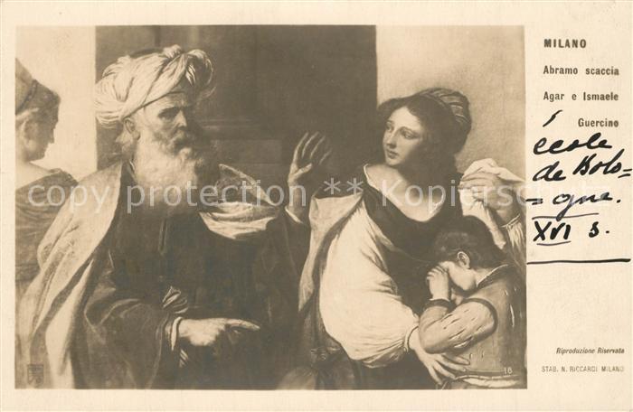 Milano Abramo scaccia Agar e Ismaele Guercino Kuenstlerkarte