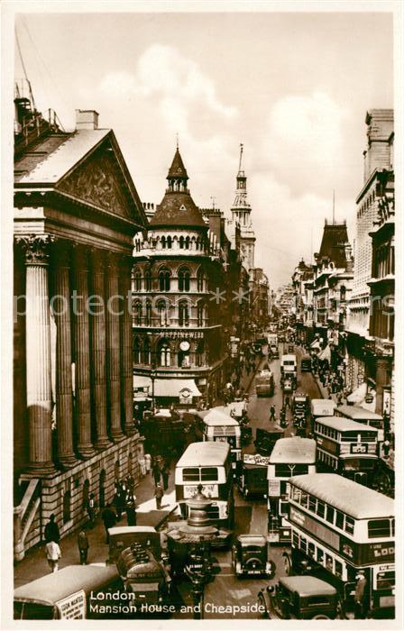 London Mansion House and Cheapside Verkehr Doppeldeckerbus