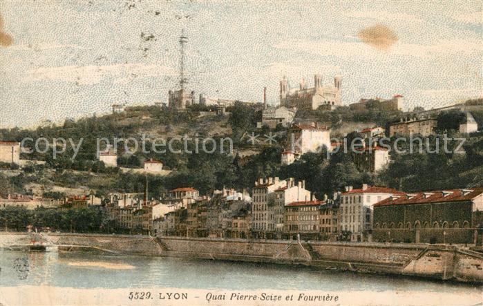 Lyon France Quai Pierre Scize et Fourviere