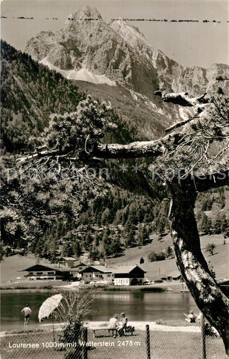 Lautersee Mittenwald Uferpartie am See mit Wetterstein