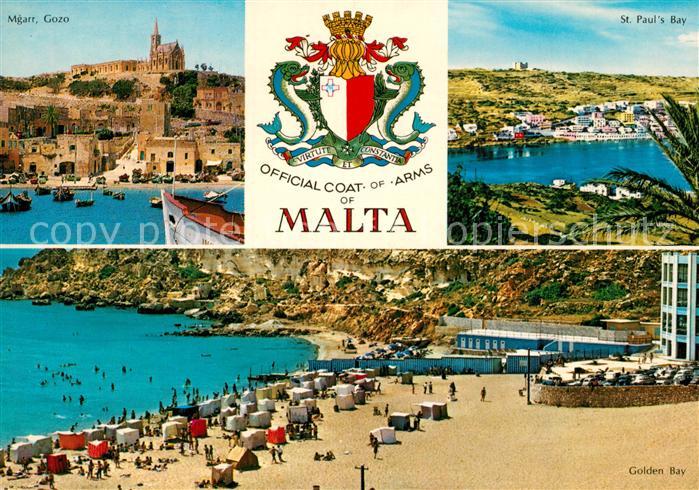 Mgarr Gozo St Pauls Bay Golden Bay Strand Wappen