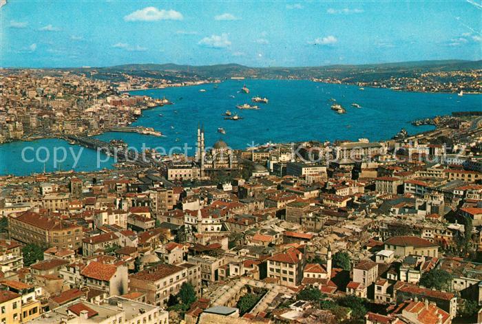 Istanbul Constantinopel Galata Bridge Bosphorus Scufary aerial view