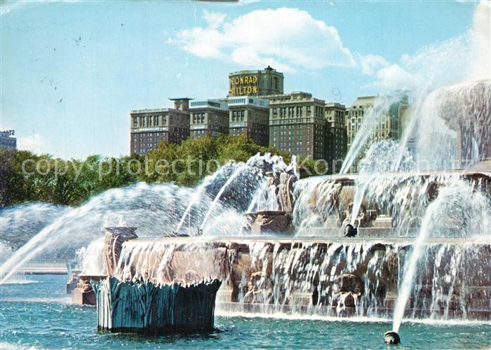Chicago Illinois The Conrad Hilton Hotel Michigan Boulevard Buckingham Fountain