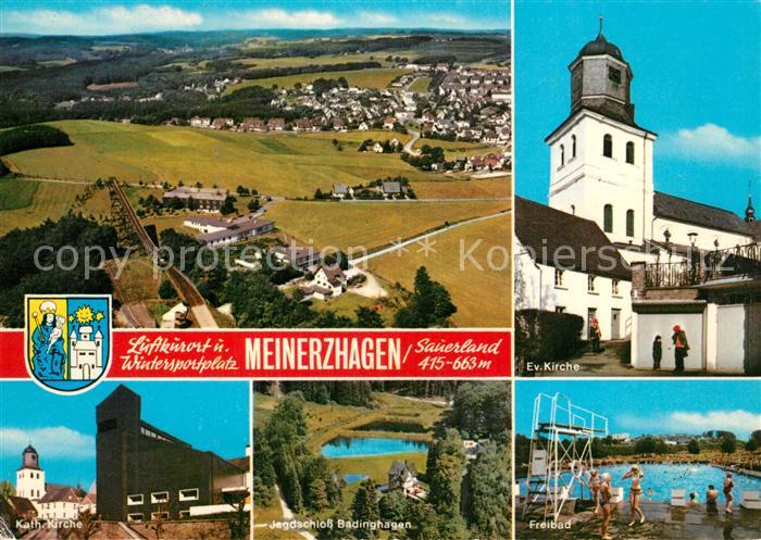 Meinerzhagen Panorama Kirchen Freibad Jagdschloss Badinghagen